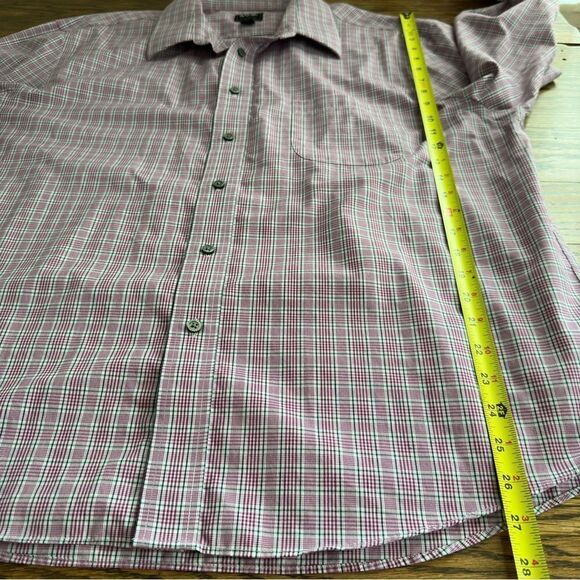 Jos A Bank Traveler Slim Fit Button Up Shirt magenta Plaid Long Sleeve Men’s XXL - Picture 5 of 7